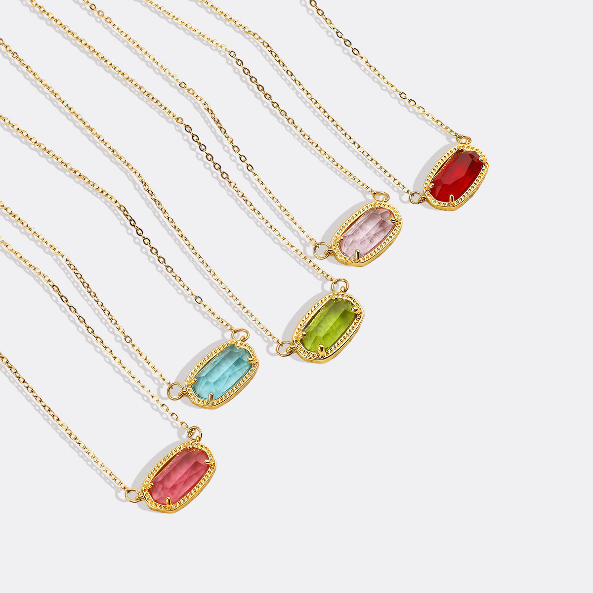Oval Birthstone Pendant Necklace in gold tone with January birthstone
