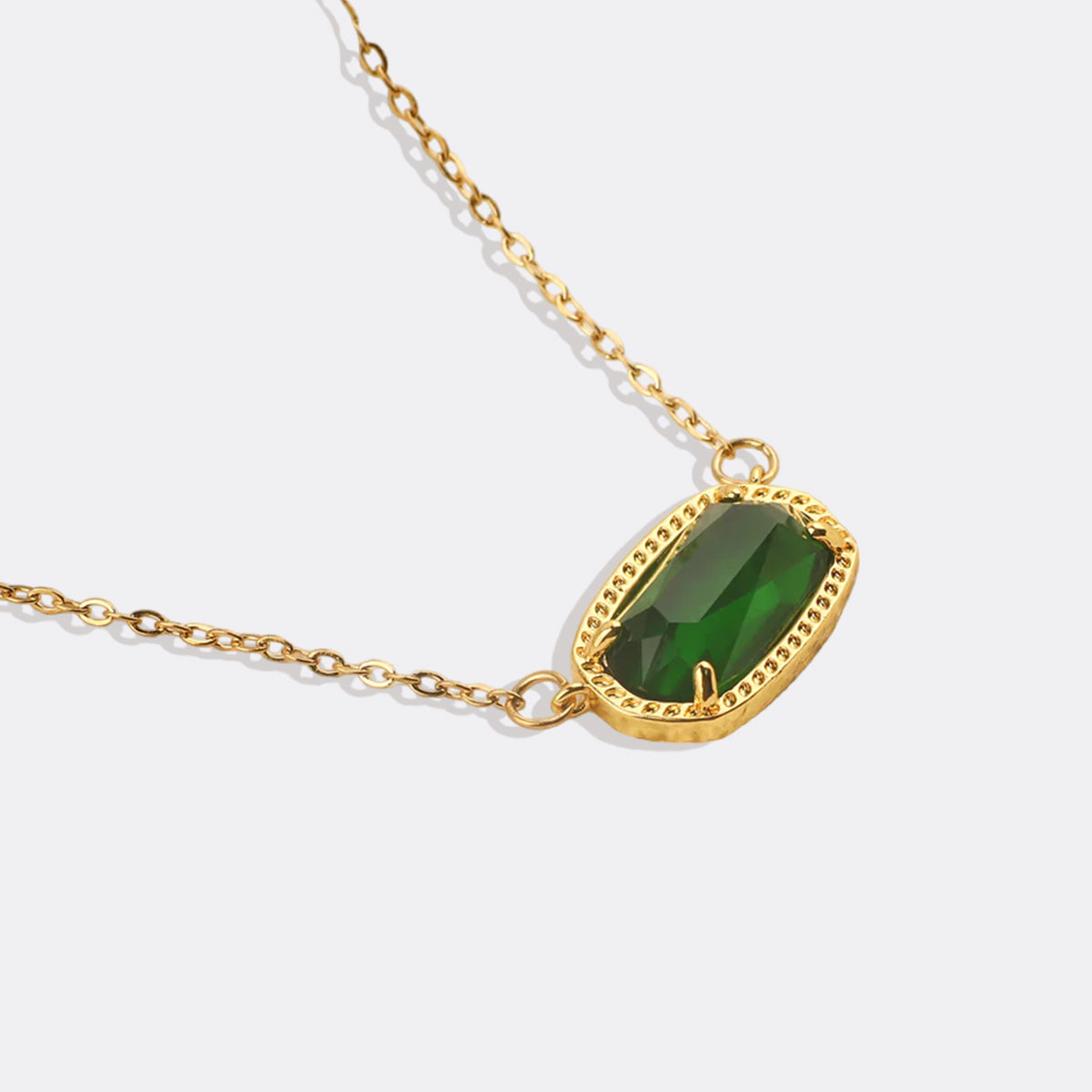 Oval Birthstone Pendant Necklace in gold tone with January birthstone
