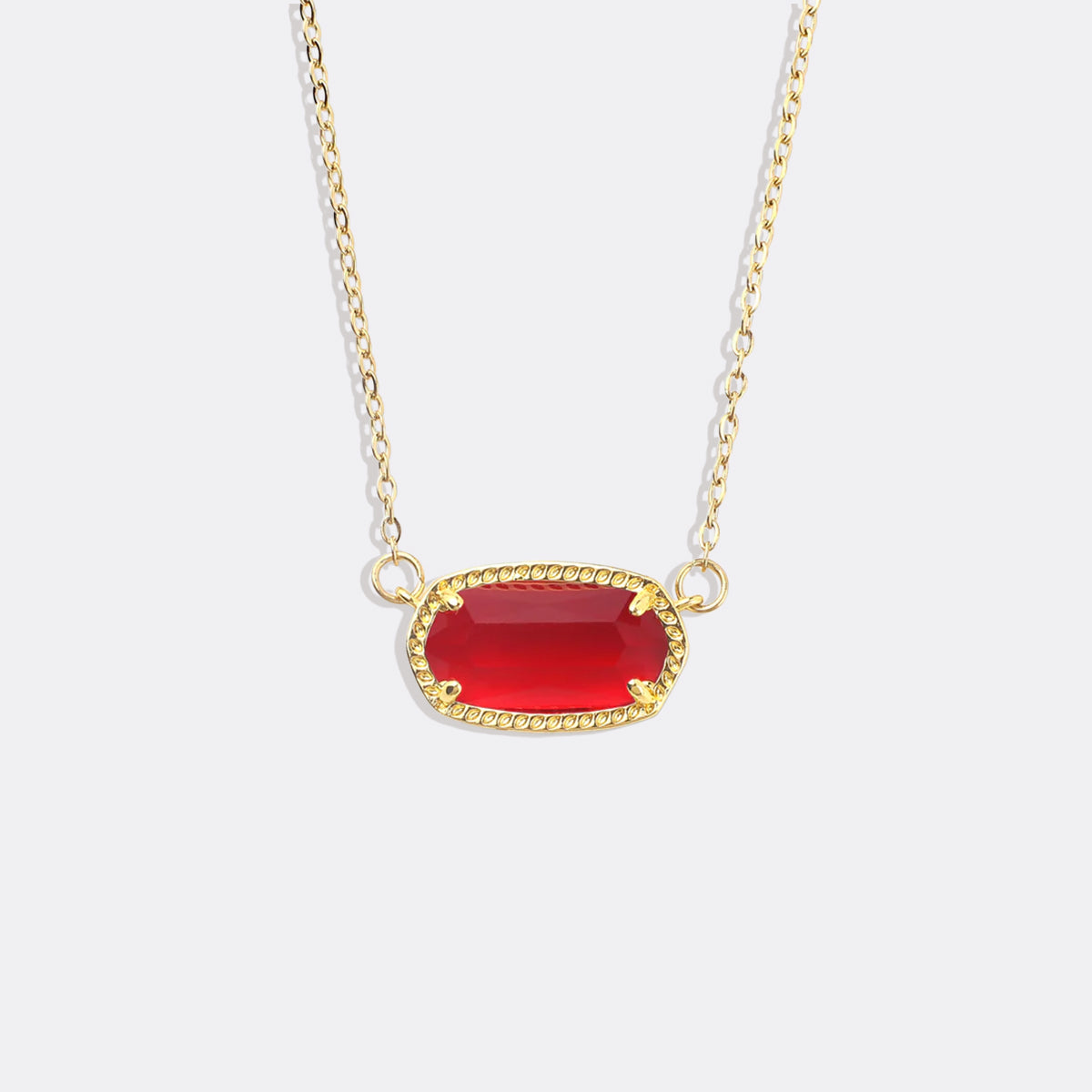 Oval Birthstone Pendant Necklace in gold tone with July birthstone