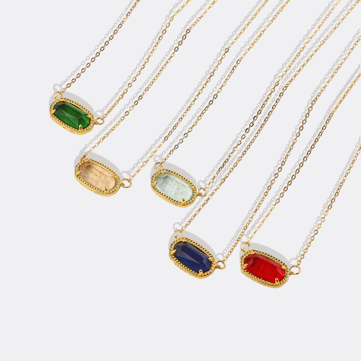 Oval Birthstone Pendant Necklace in gold tone with July birthstone