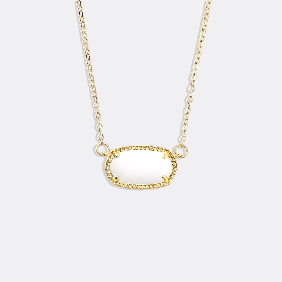 Oval Birthstone Pendant Necklace in gold tone with June birthstone