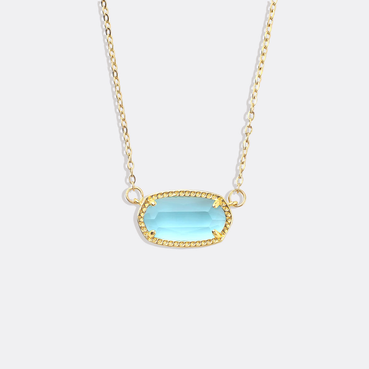Oval Birthstone Pendant Necklace in gold tone with March birthstone