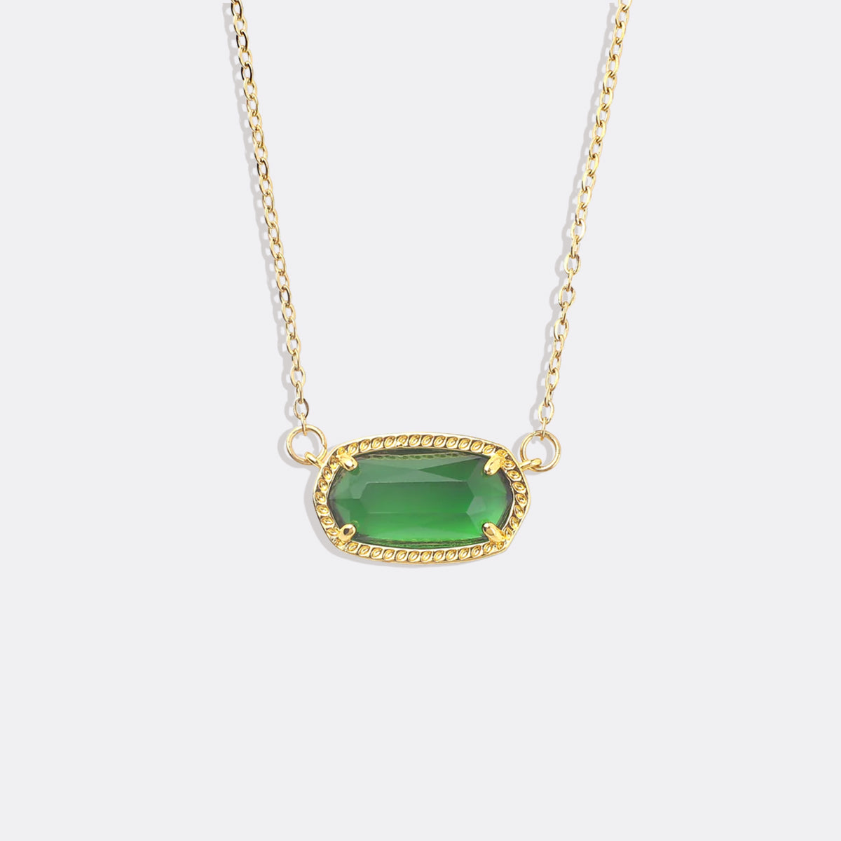 Oval Birthstone Pendant Necklace in gold tone with May birthstone