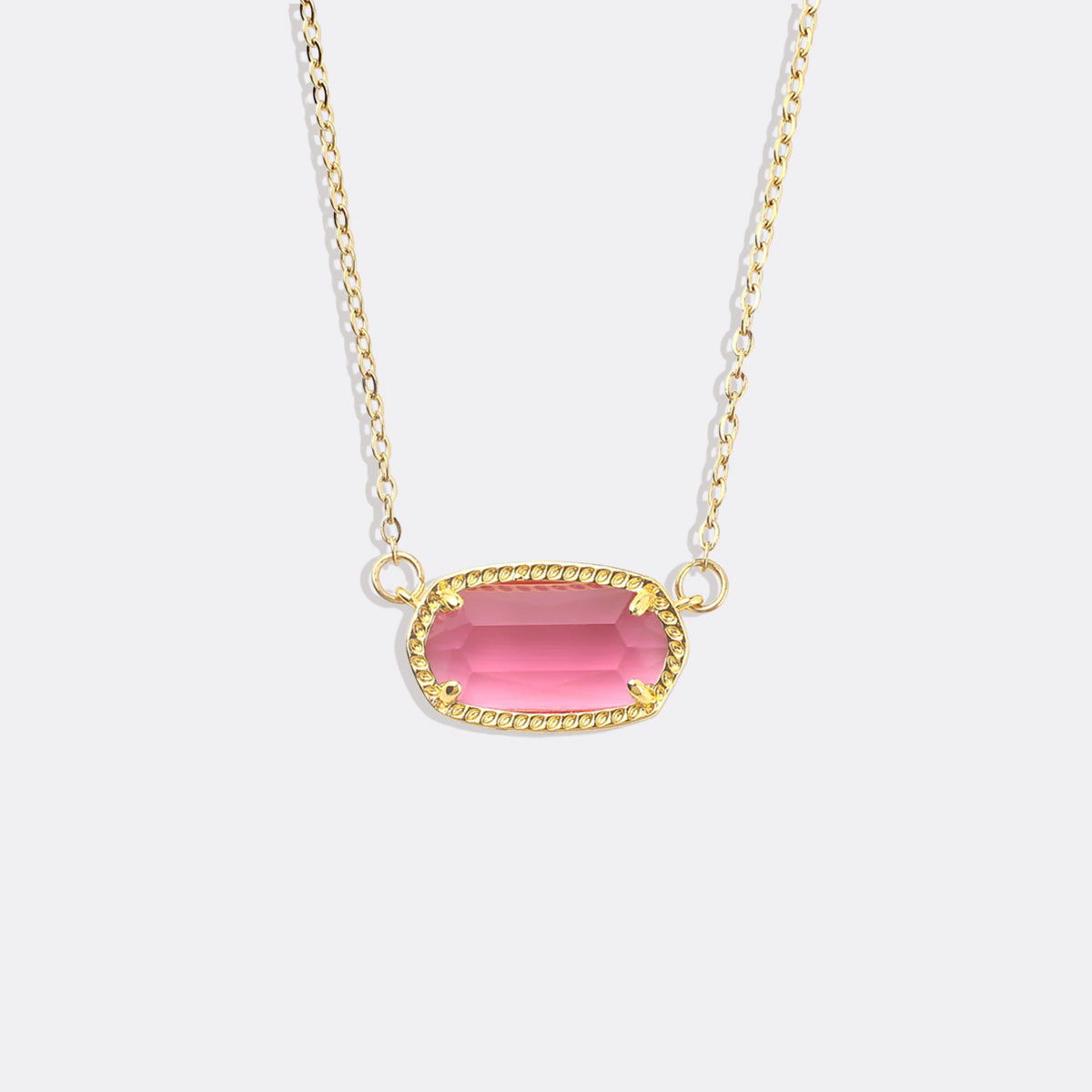 Oval Birthstone Pendant Necklace in gold tone with October birthstone