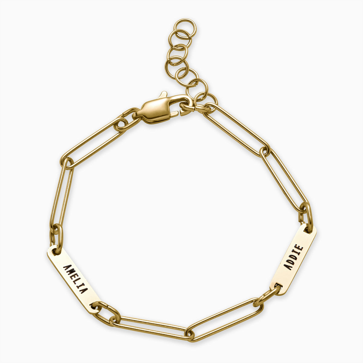 Personalized Paperclip Name Bracelet in gold tone