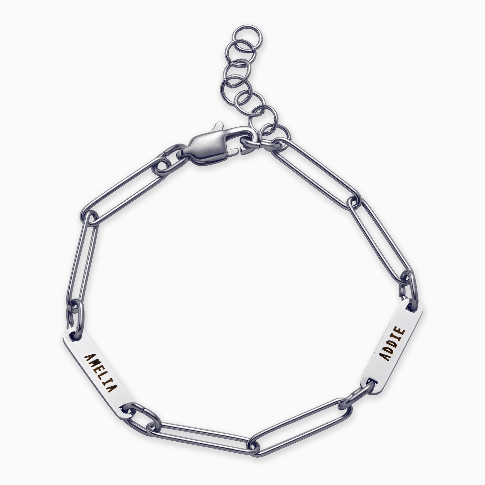Personalized Paperclip Name Bracelet in 925 sterling silver