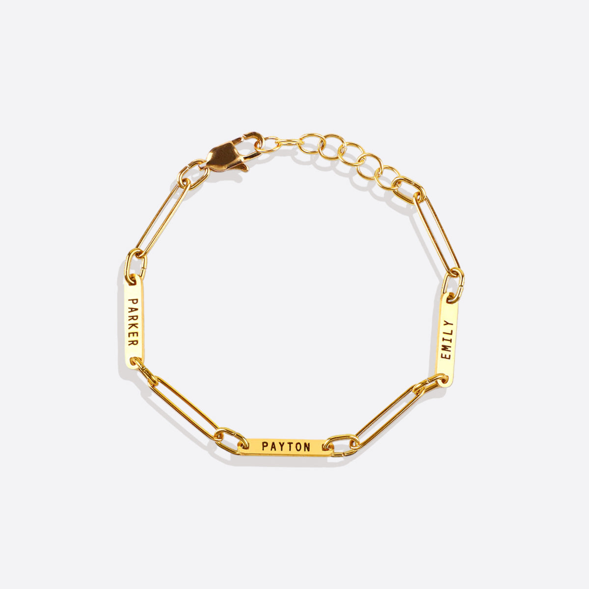 Personalized Paperclip Name Bracelet in gold tone