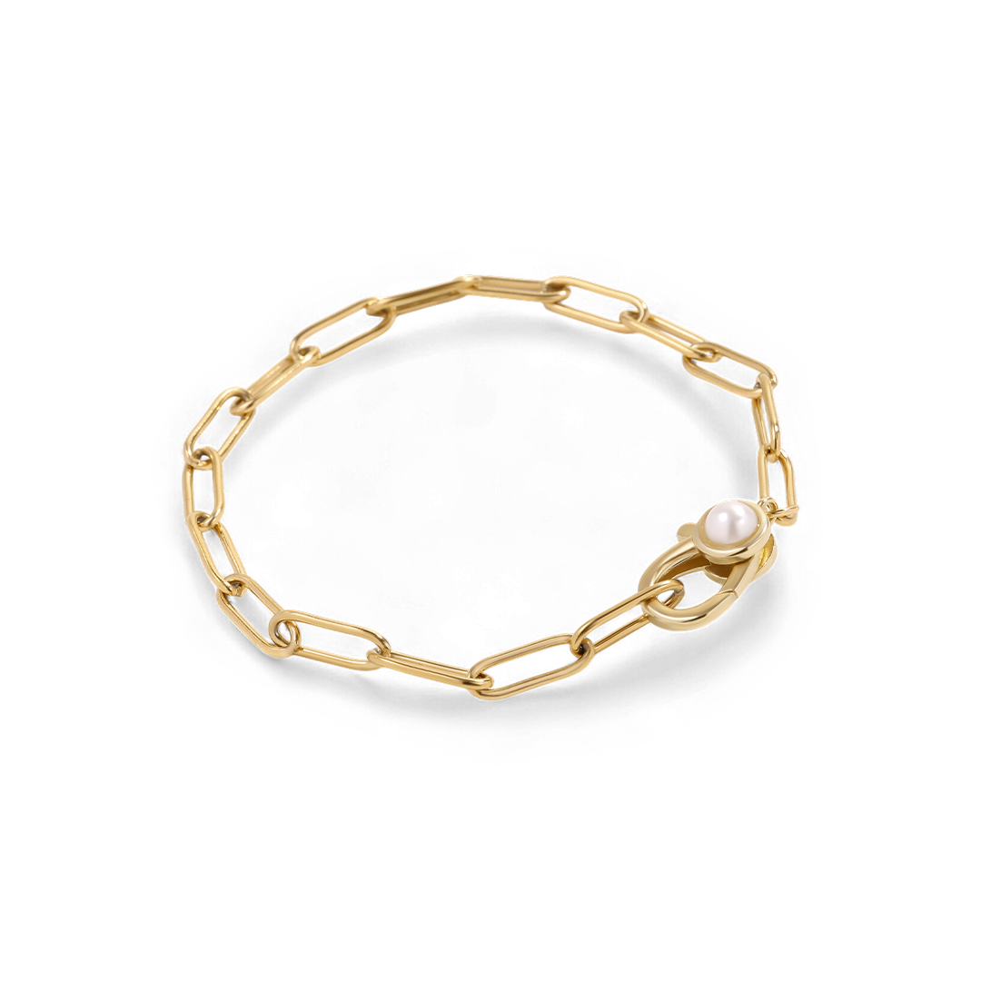 Bracciale paperclip con accento di perla
