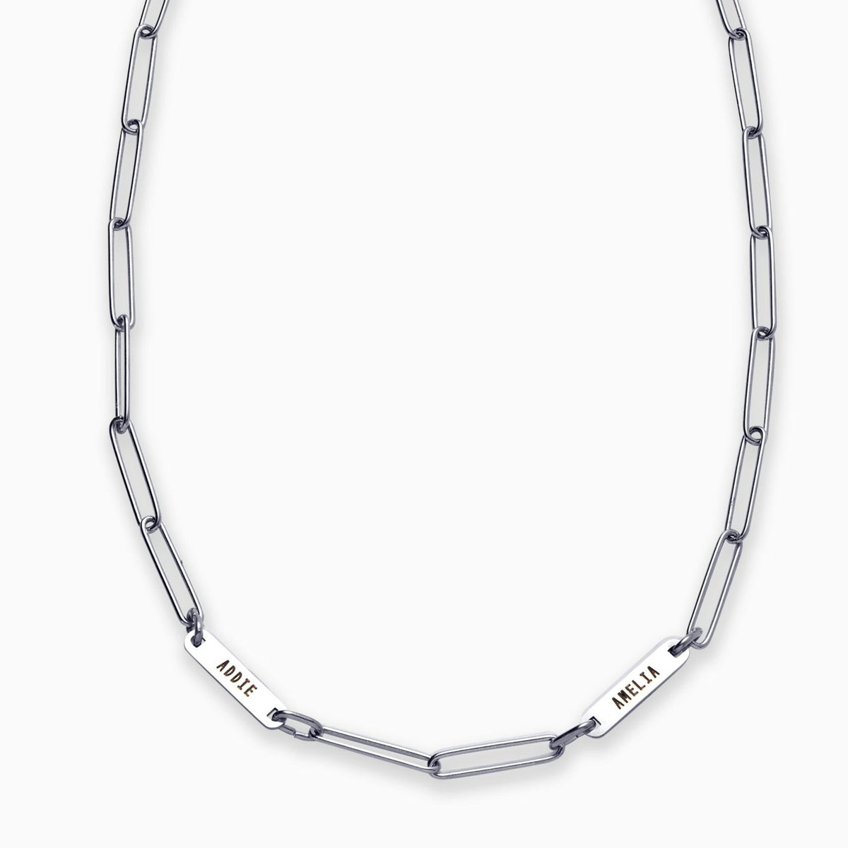 Paperclip Necklace With Personalized Names in 925 sterling silver