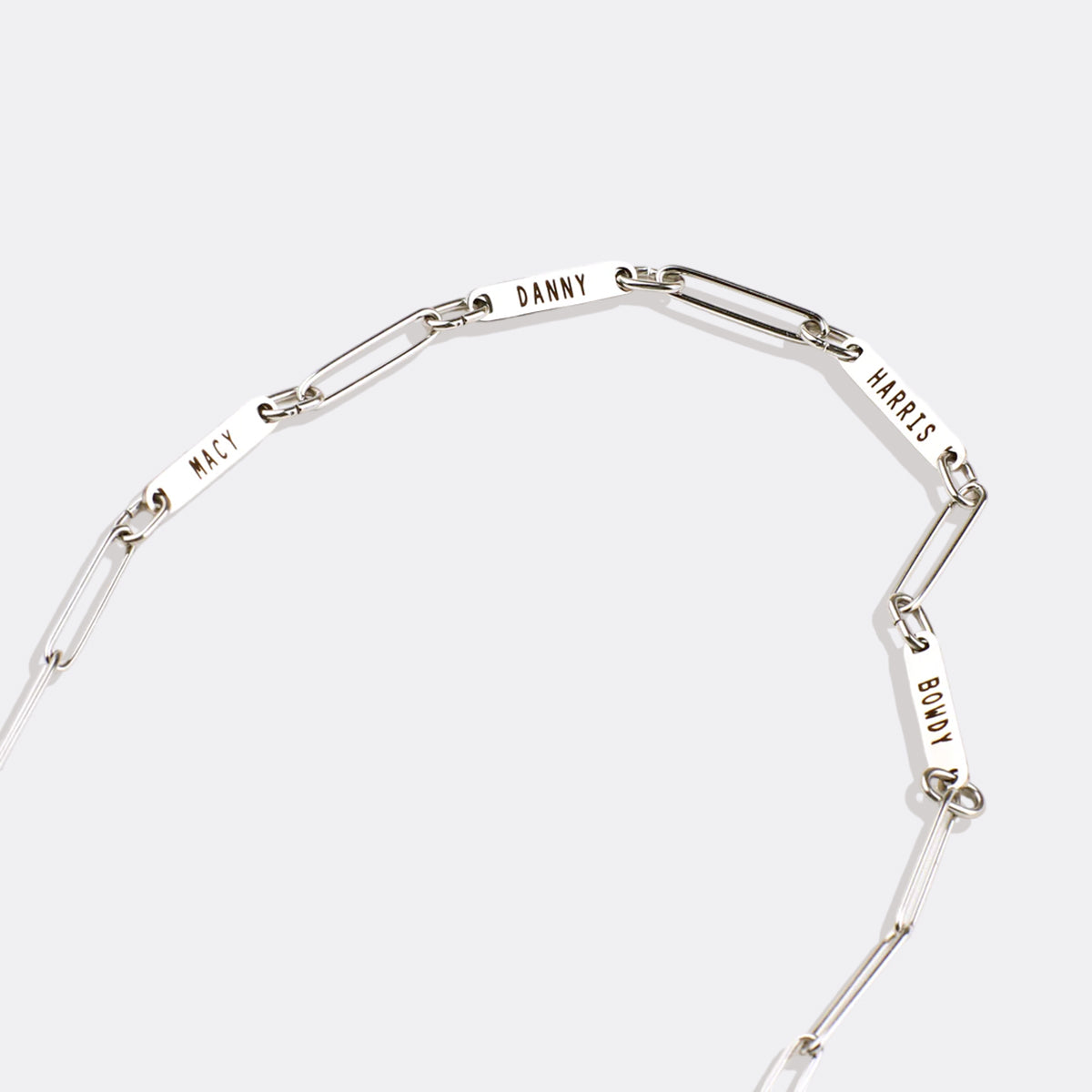 Paperclip Necklace With Personalized Names in gold tone