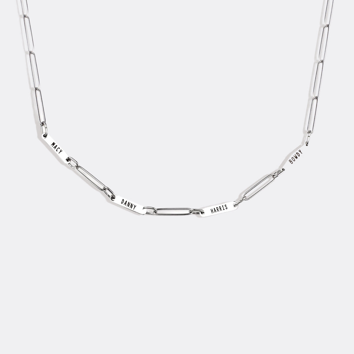 Paperclip Necklace With Personalized Names in 925 sterling silver