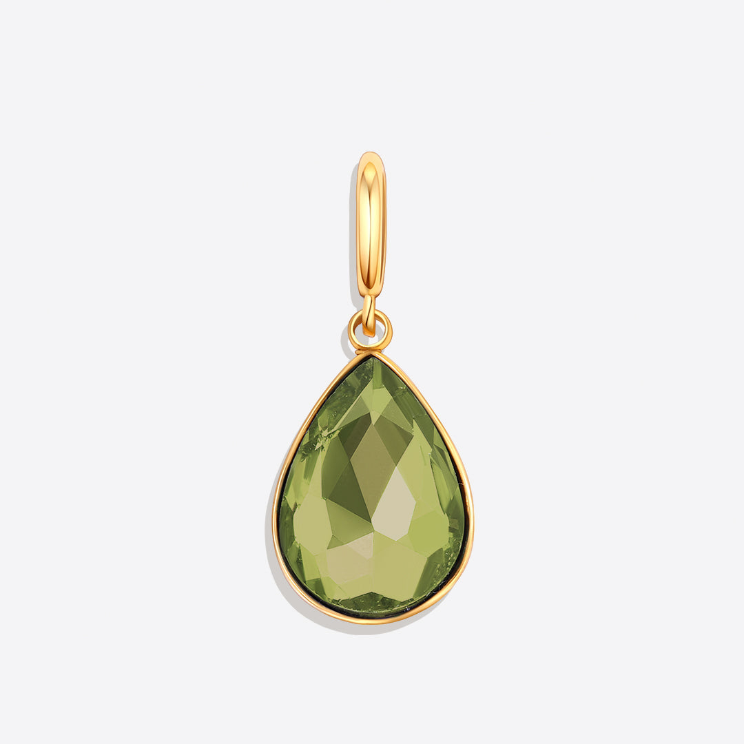 Teardrop Birthstone Charm in gold tone with August birthstone