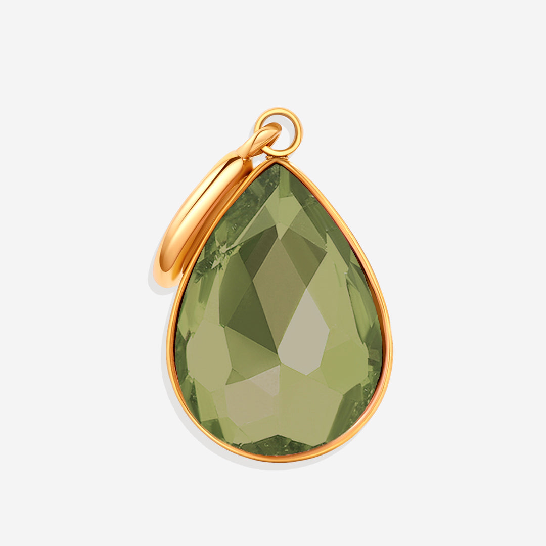 Teardrop Birthstone Charm in gold tone with August birthstone