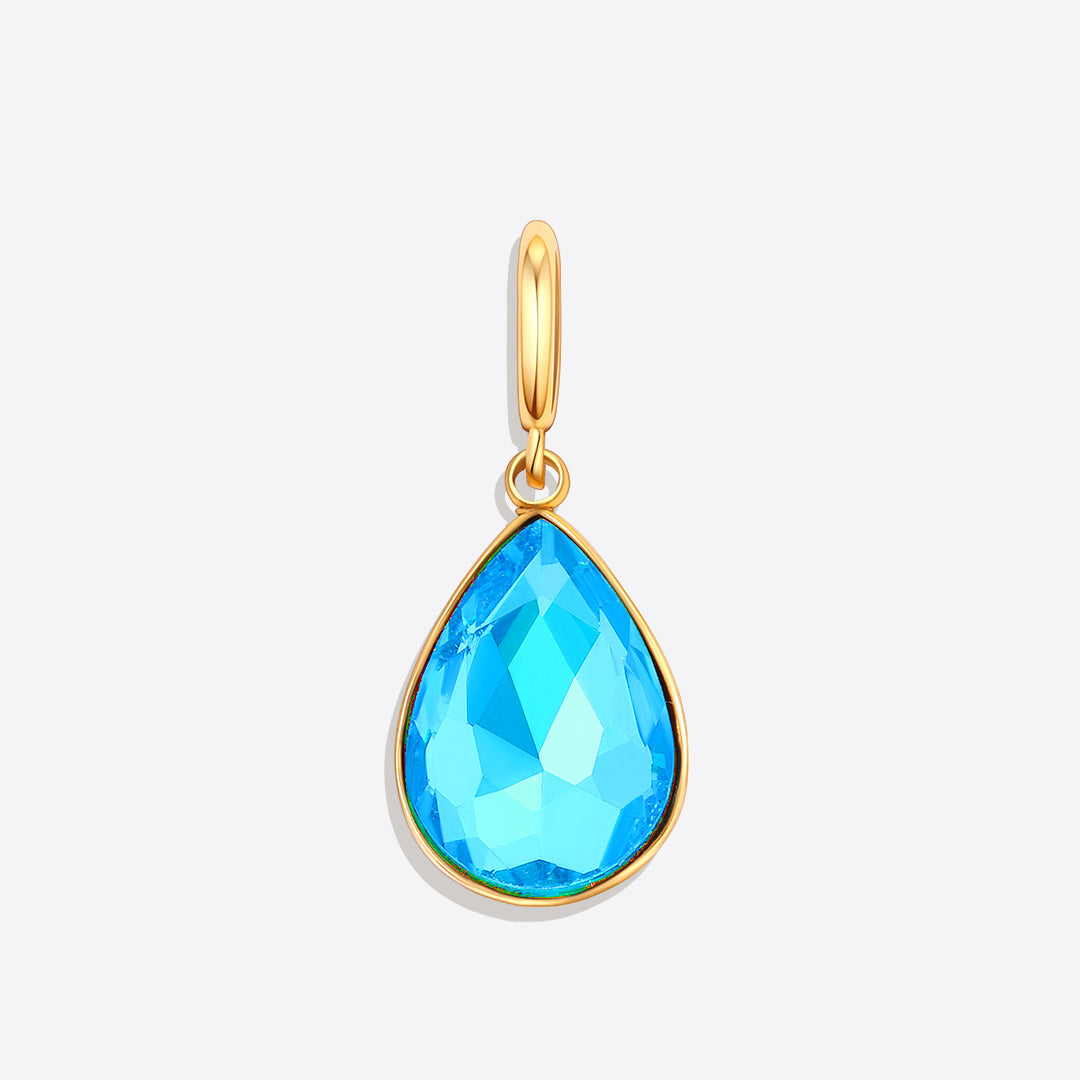 Teardrop Birthstone Charm in gold tone with December birthstone