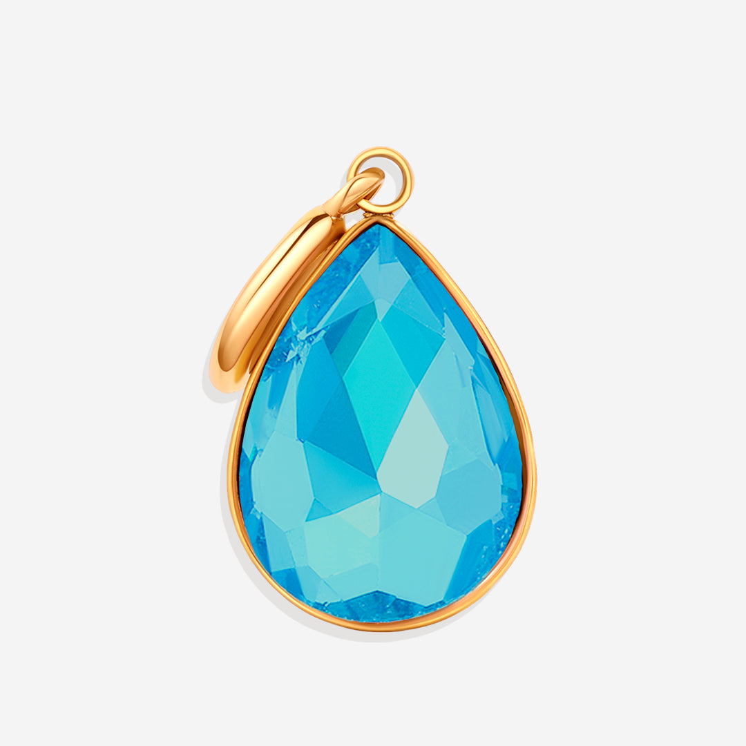 Teardrop Birthstone Charm in gold tone with December birthstone