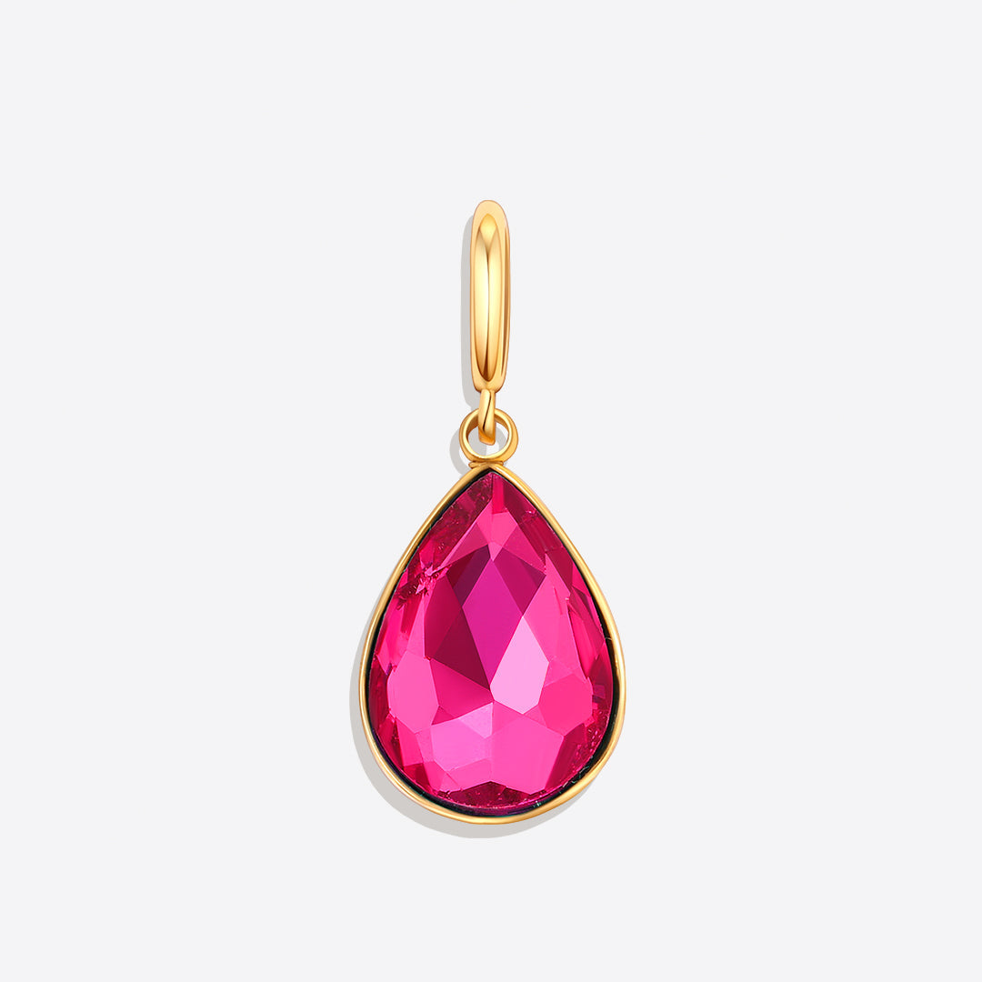 Teardrop Birthstone Charm in gold tone with July birthstone