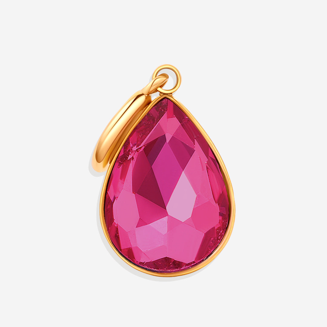 Teardrop Birthstone Charm in gold tone with July birthstone