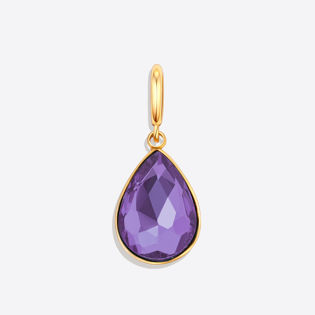 Teardrop Birthstone Charm in gold tone with June birthstone