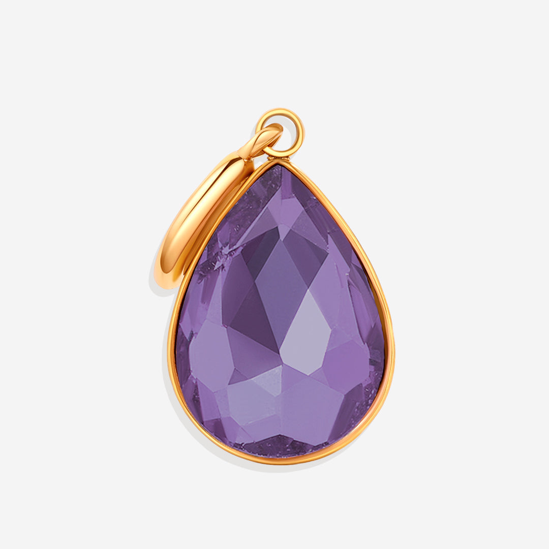 Teardrop Birthstone Charm in gold tone with June birthstone