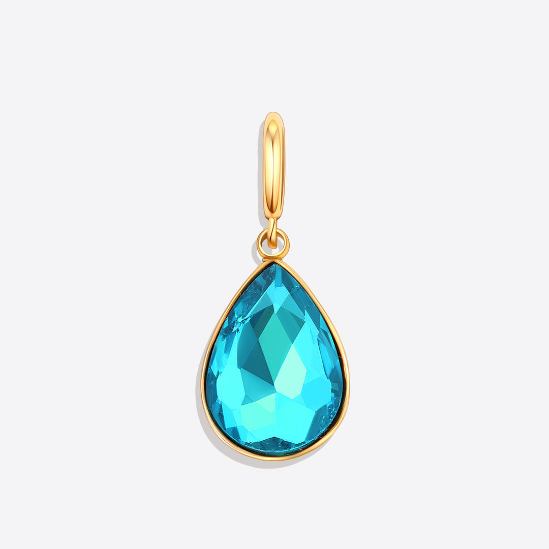 Teardrop Birthstone Charm in gold tone with March birthstone
