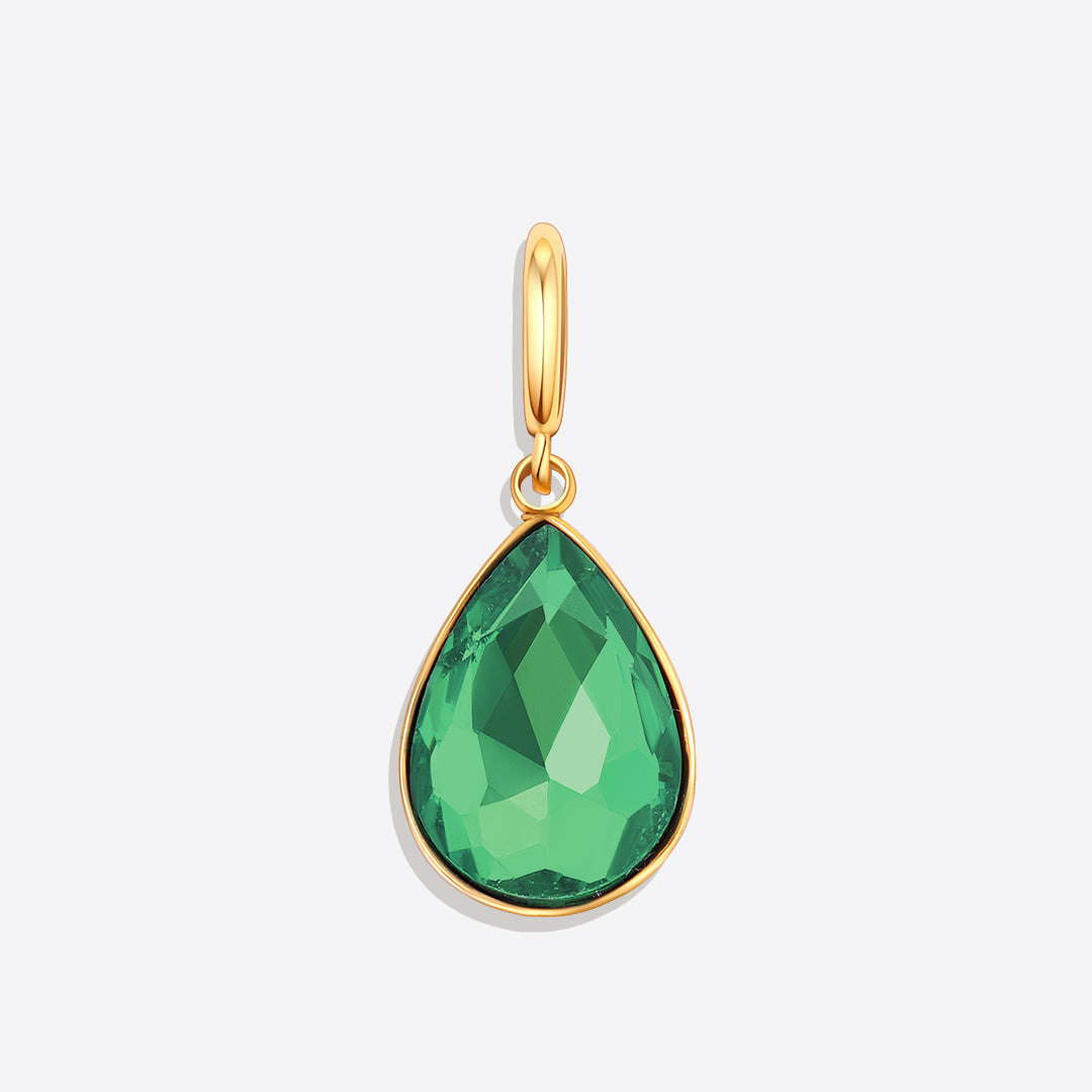 Teardrop Birthstone Charm in gold tone with May birthstone