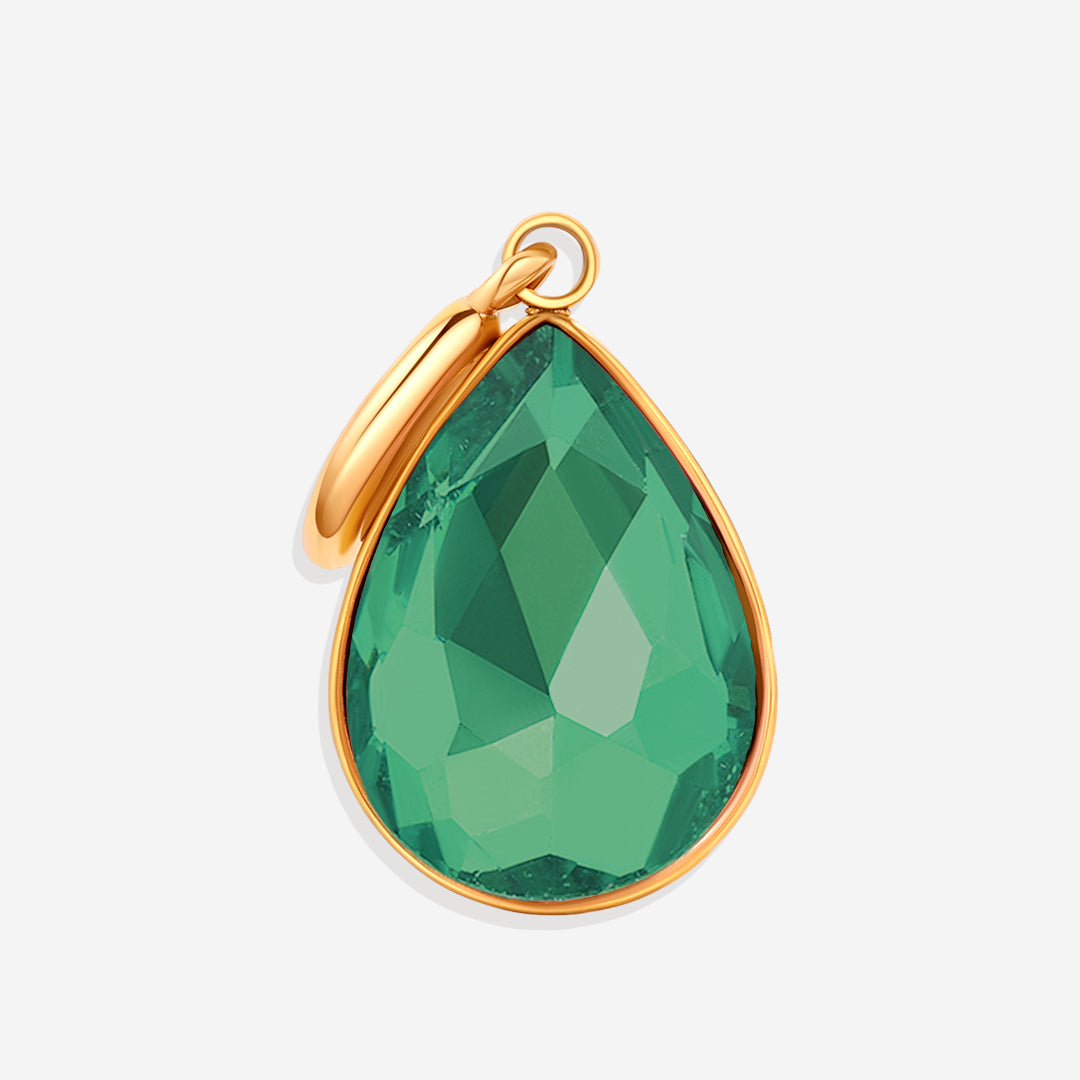 Teardrop Birthstone Charm in gold tone with May birthstone