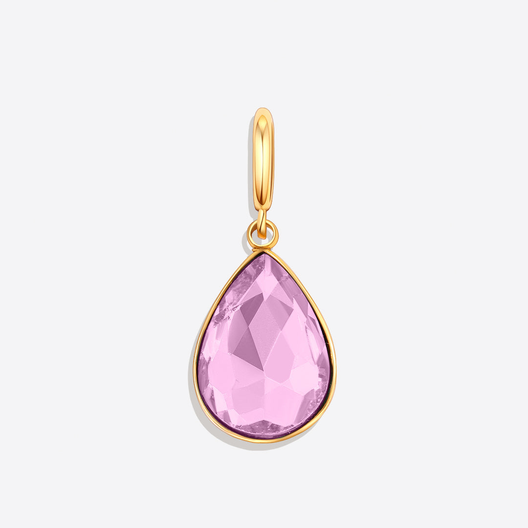 Teardrop Birthstone Charm in gold tone with October birthstone