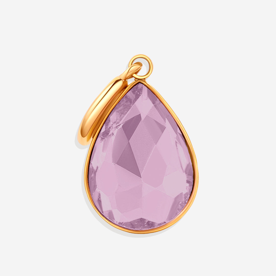 Teardrop Birthstone Charm in gold tone with October birthstone