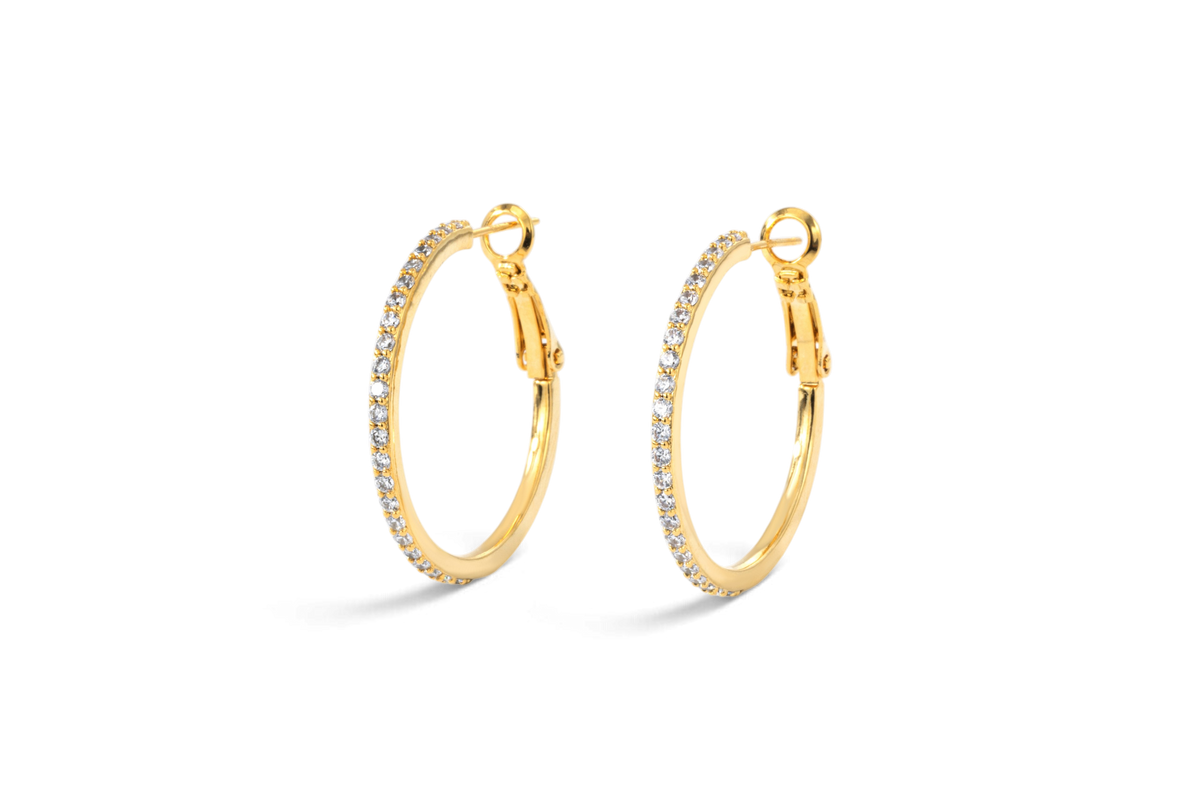 Pave Hoop Earrings — Vanny Jewels