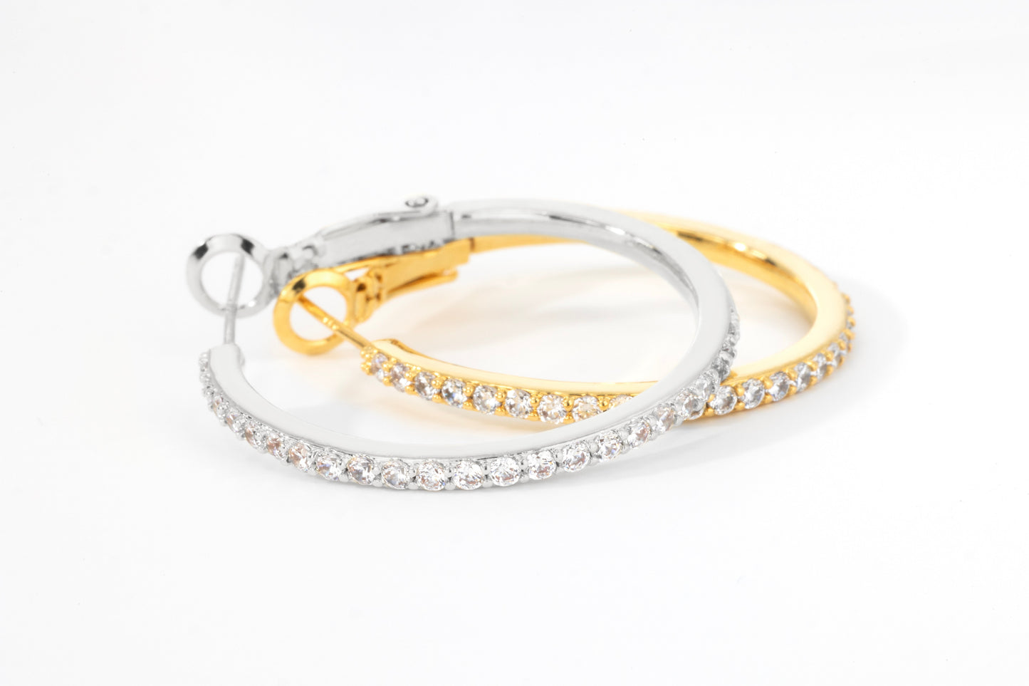 Pave Hoop Earrings, flat lay detail