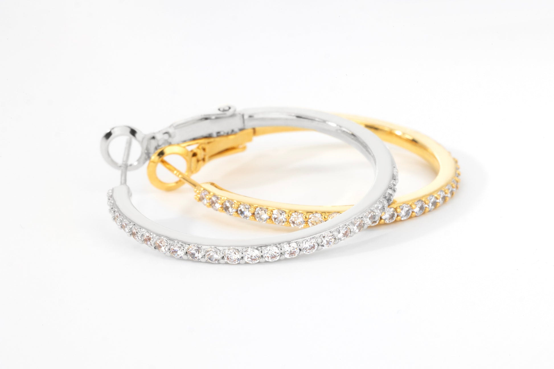 Pave Hoop Earrings, flat lay detail