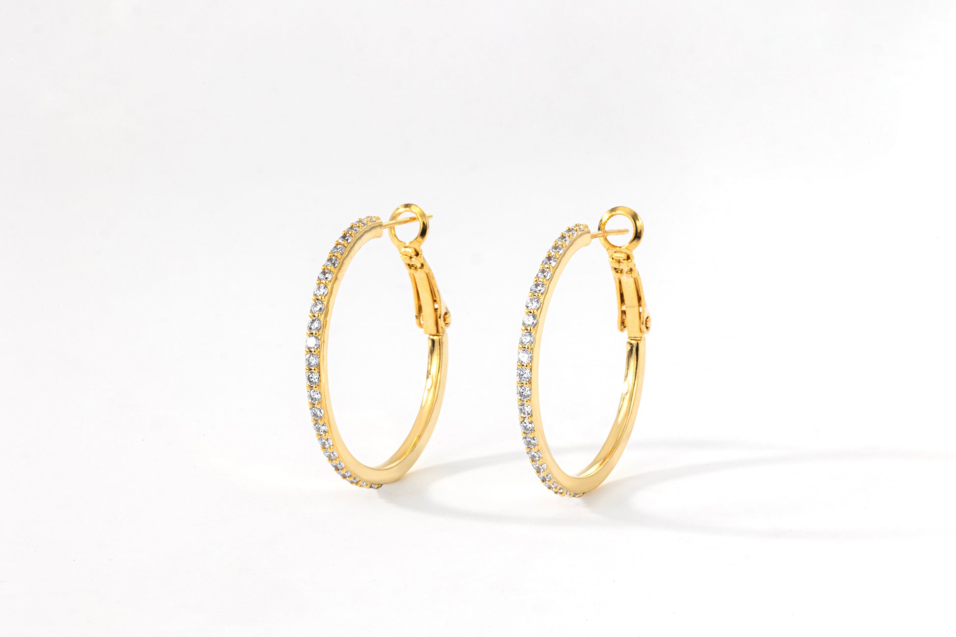 Pave Hoop Earrings in gold tone