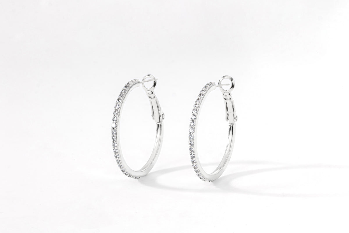 Pave Hoop Earrings in 925 sterling silver