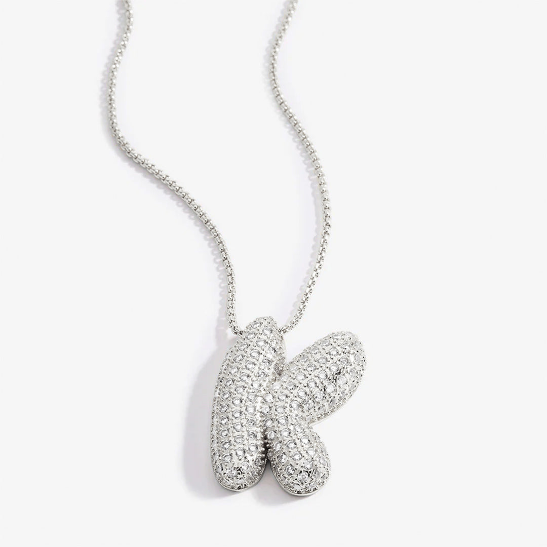 Pave Bubble Initial Necklace