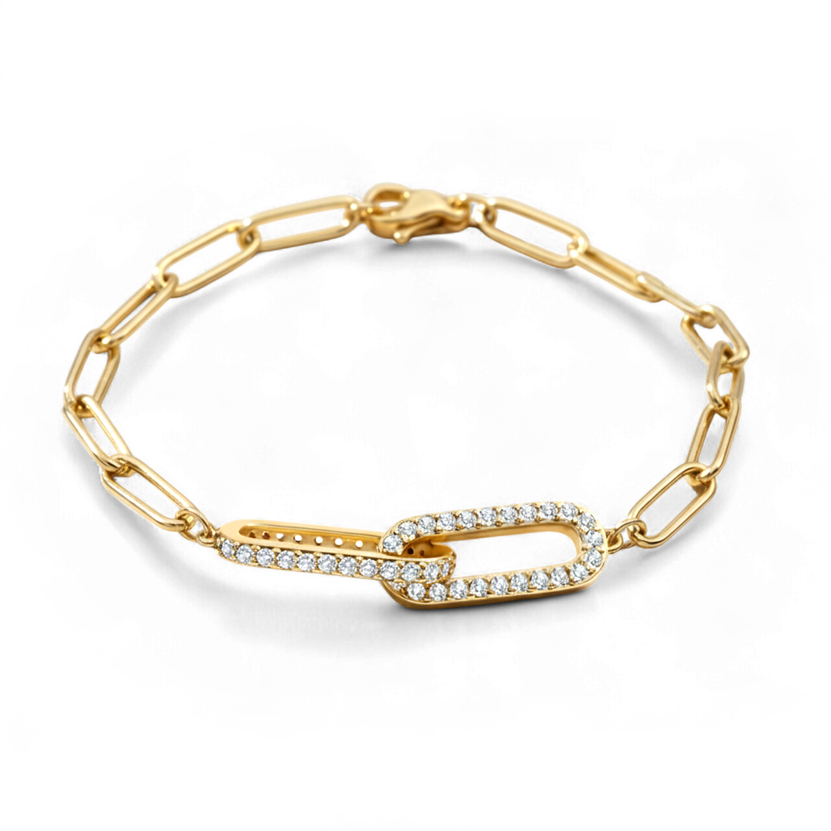 Pave Paperclip Chain Bracelet — Vanny Jewels