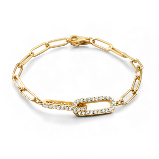 Pave Paperclip Chain Bracelet — Vanny Jewels