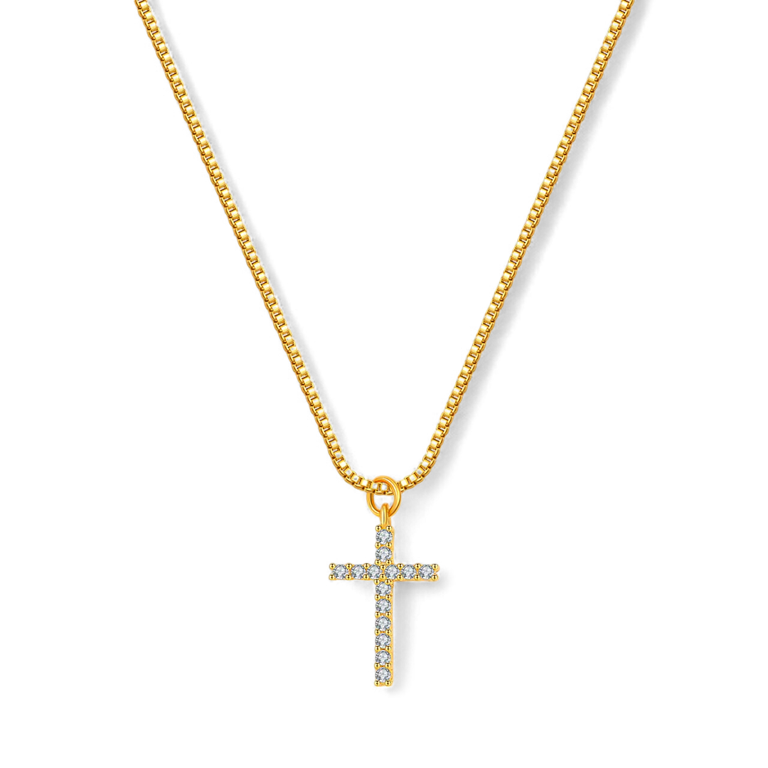 Halskette mit Pavé-Kreuzanhänger