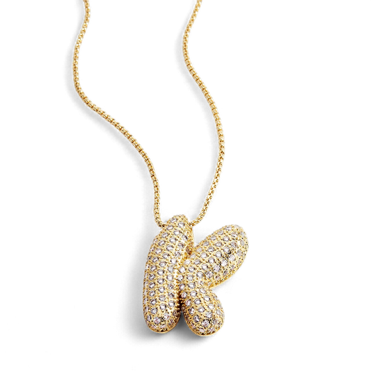 Pave Bubble Initial Necklace — Vanny Jewels