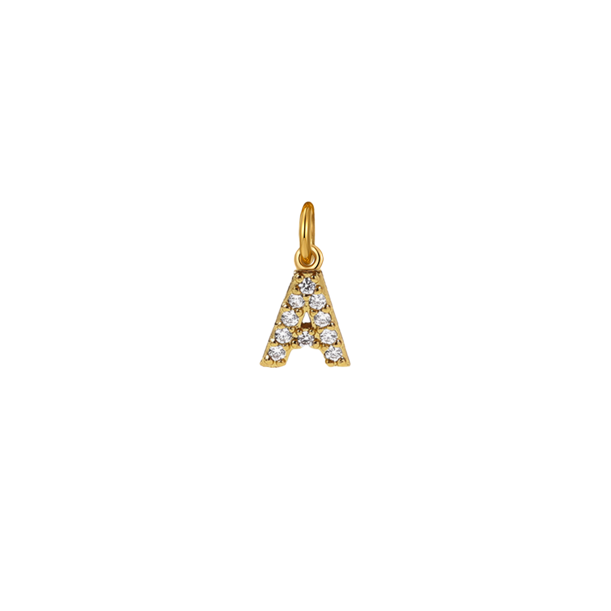 Dainty Pave Initial Charm in gold tone