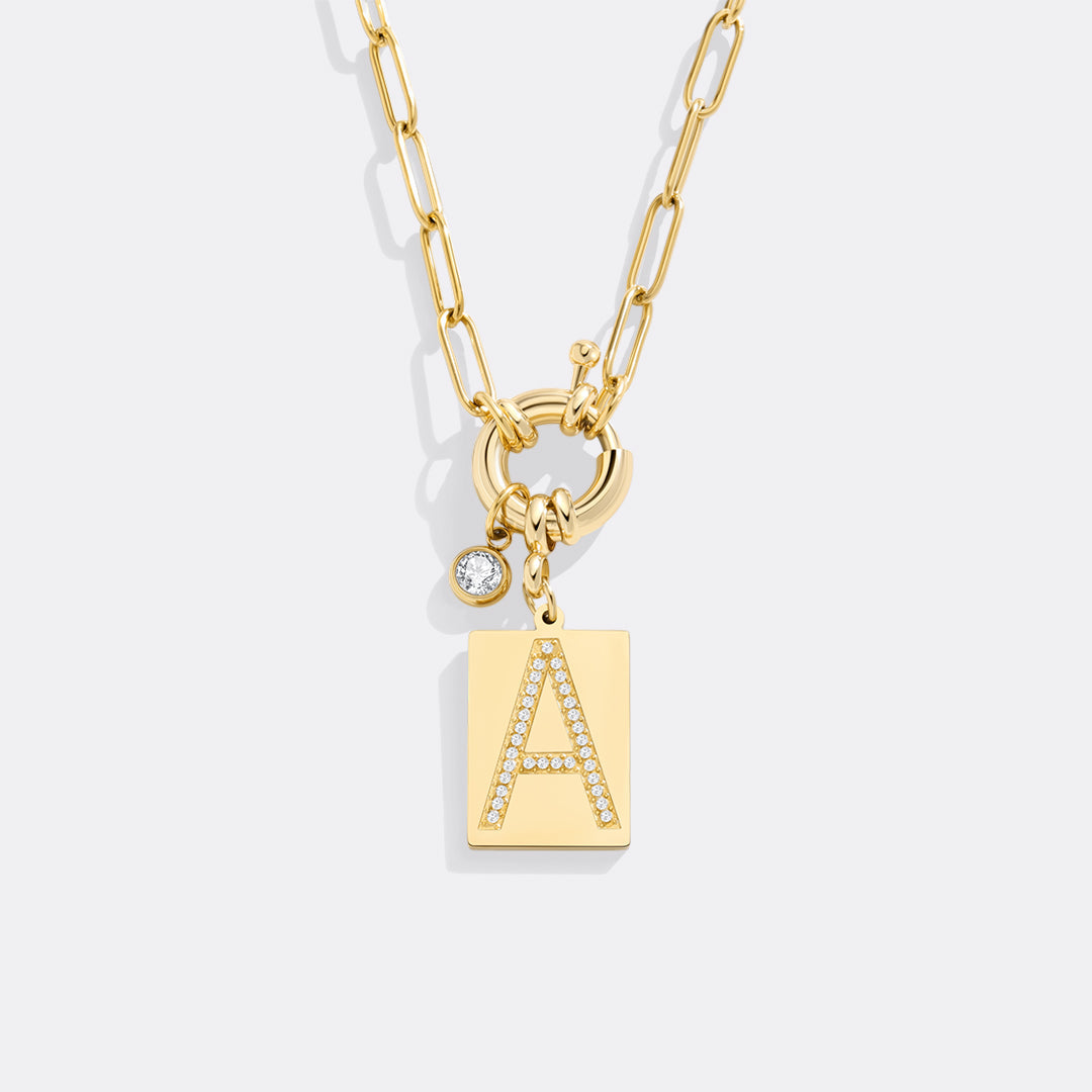 Goldhalskette mit Initiale und Panzerkette