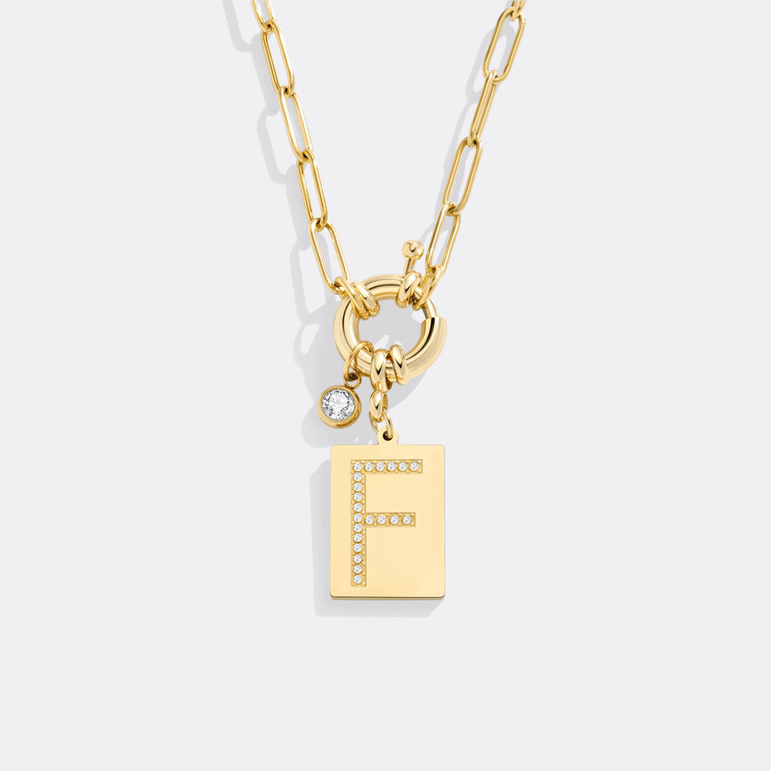 Goldhalskette mit Initiale und Panzerkette