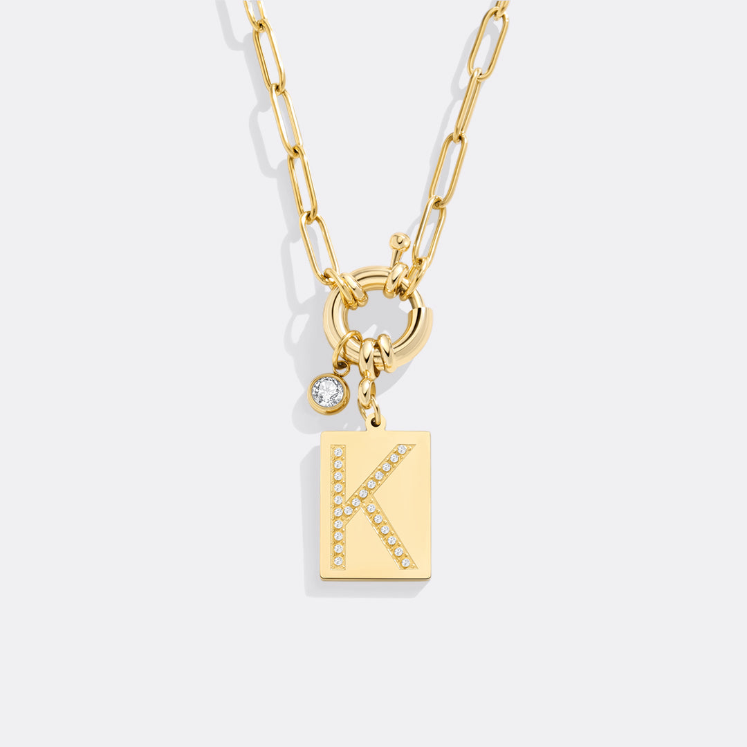Goldhalskette mit Initiale und Panzerkette