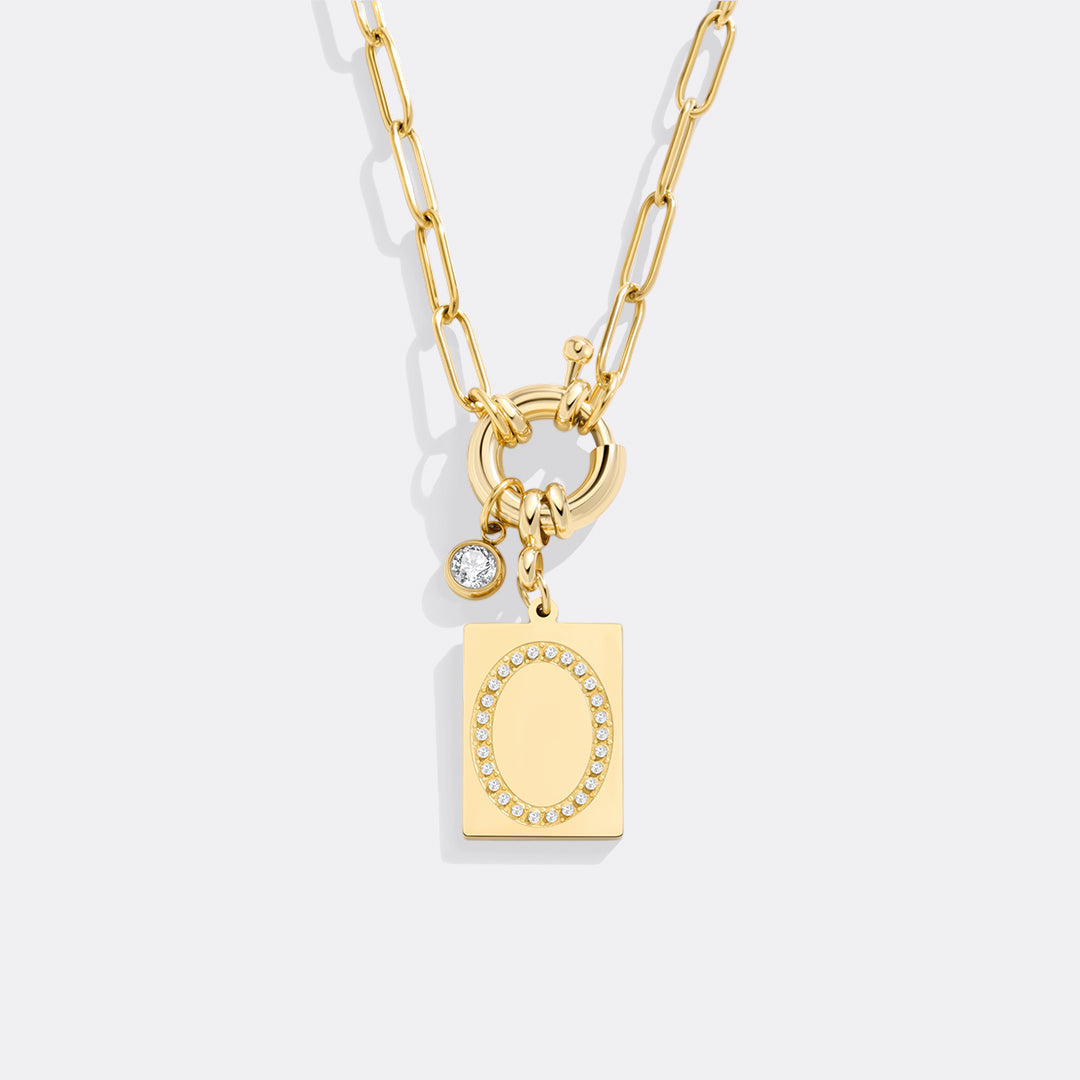 Goldhalskette mit Initiale und Panzerkette