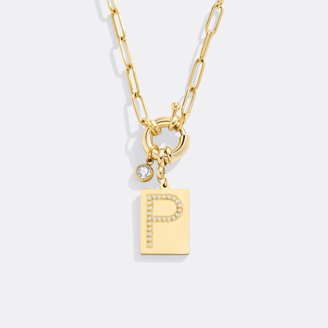Goldhalskette mit Initiale und Panzerkette