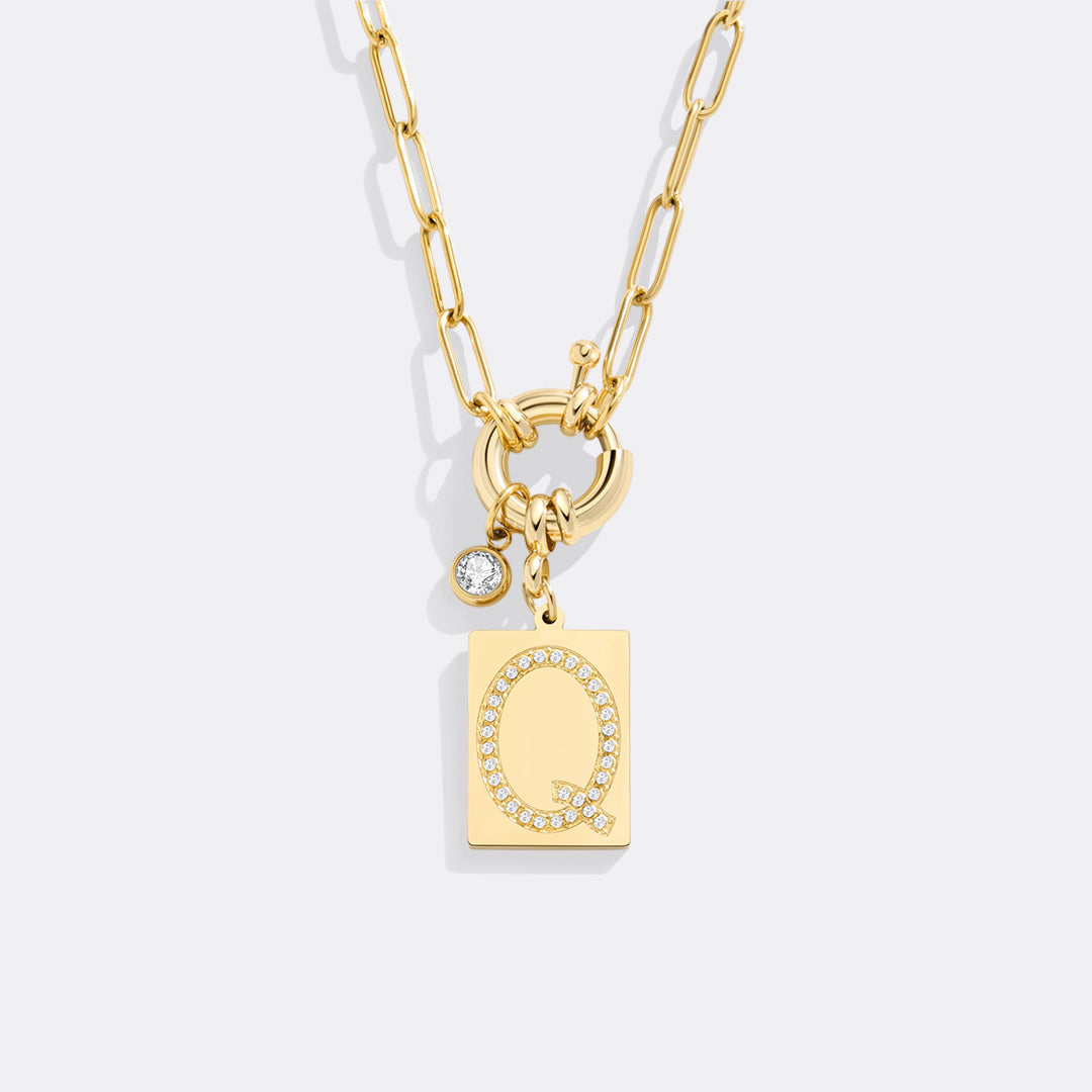 Goldhalskette mit Initiale und Panzerkette