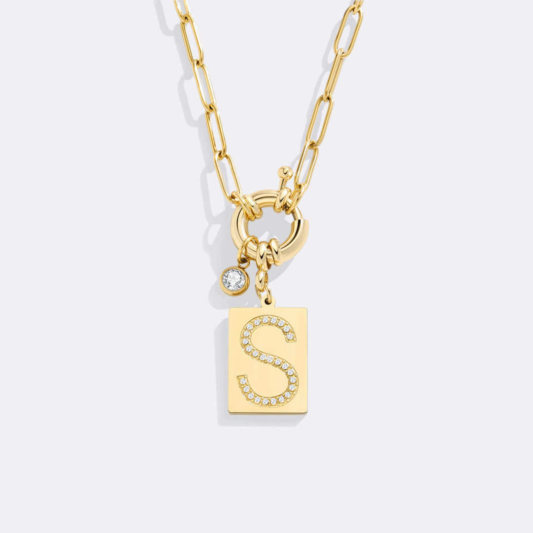 Goldhalskette mit Initiale und Panzerkette