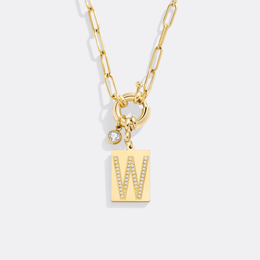 Goldhalskette mit Initiale und Panzerkette