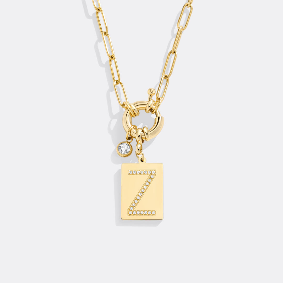 Goldhalskette mit Initiale und Panzerkette
