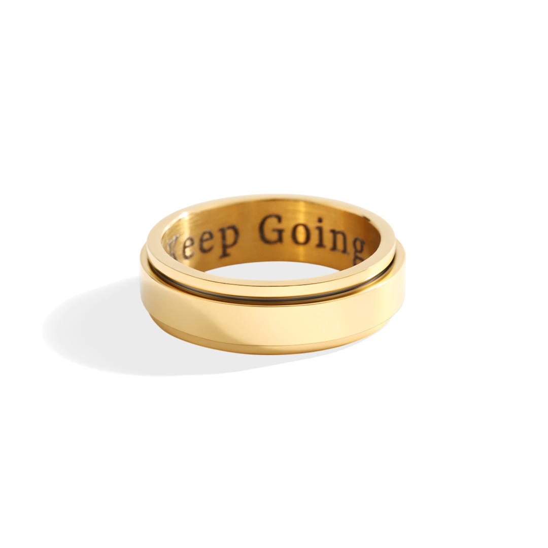 Personalized Classic Block Fidget Ring in Stainless Steel — Vanny Jewels