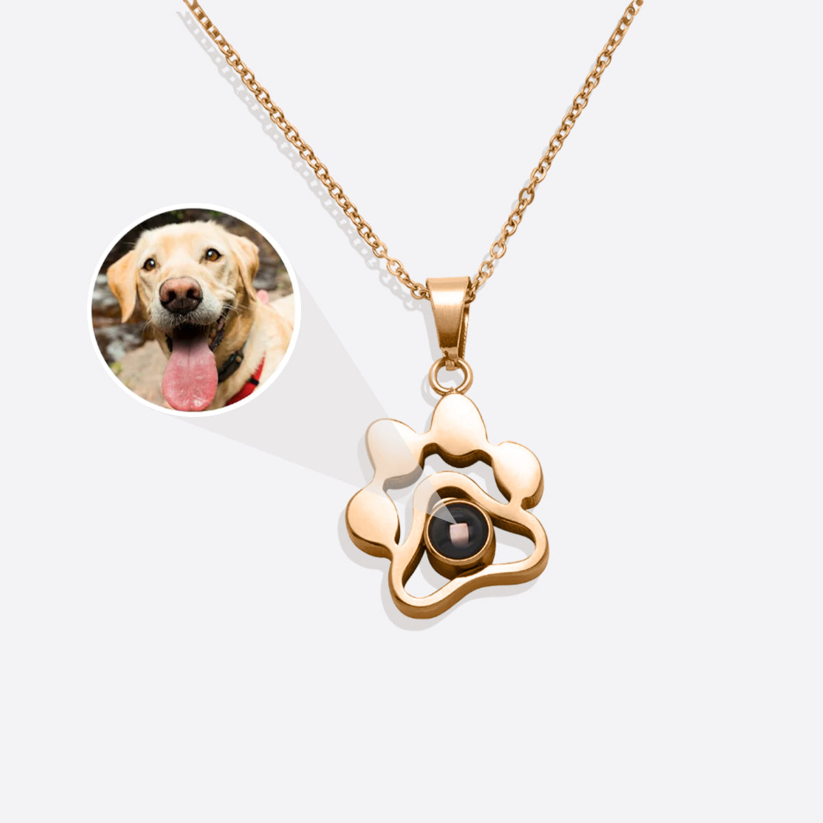 Personalized Pet Photo Necklace in rose gold tone